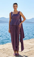 Purple dhoti skirt set