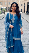 Navy blue Sharara suit