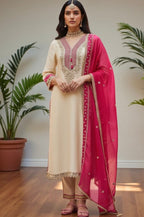 Ivory silk suit