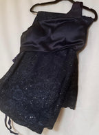 Navy blue chantley lace saree