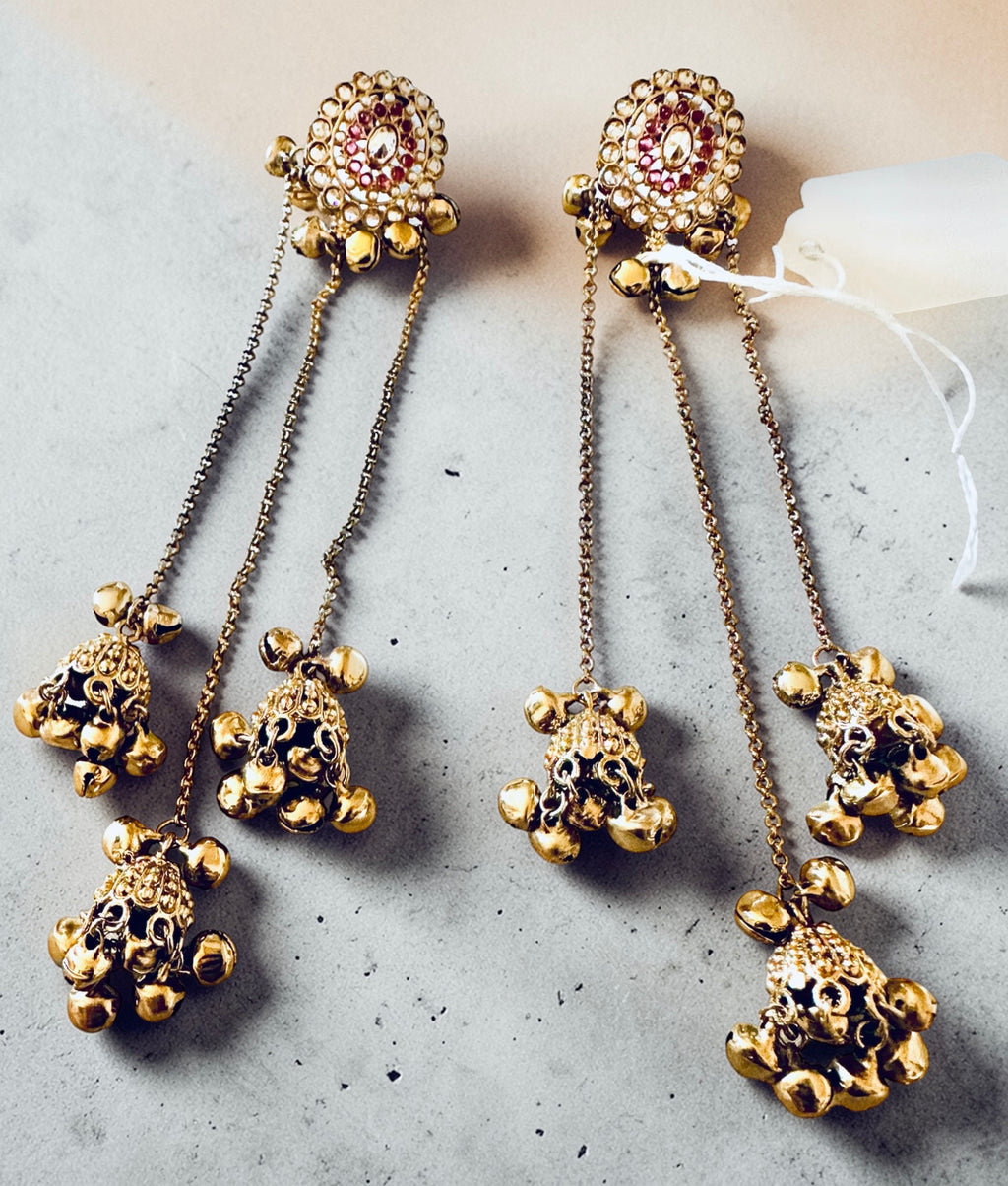 White finish ghungroo earrings