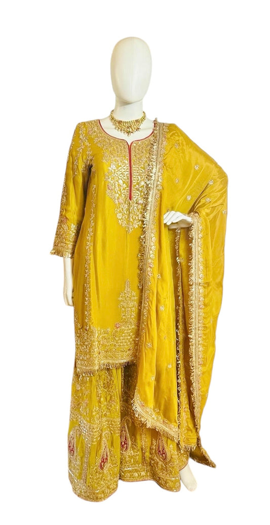 Mustard yellow Sharara suit