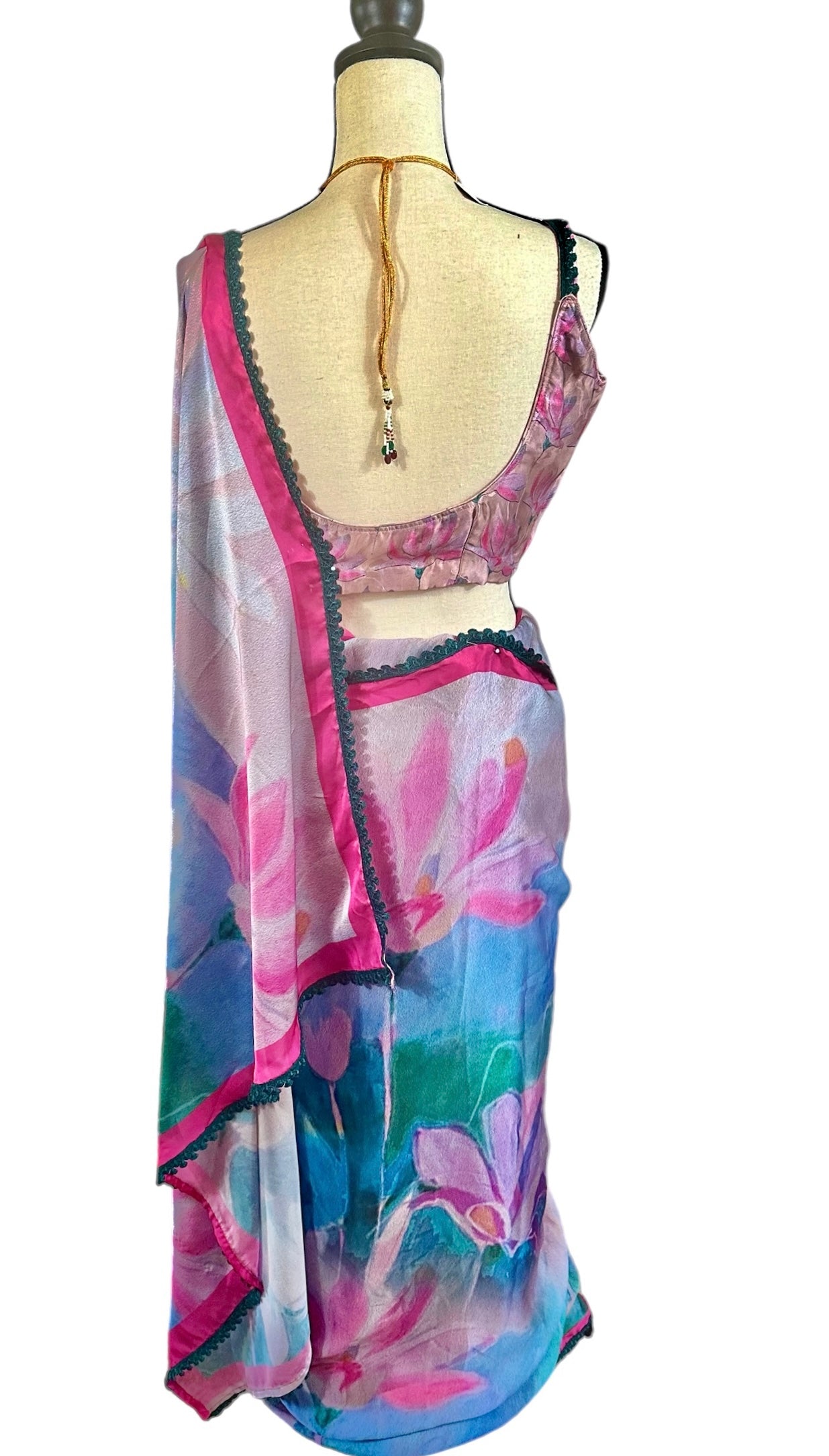 Printed satin saree