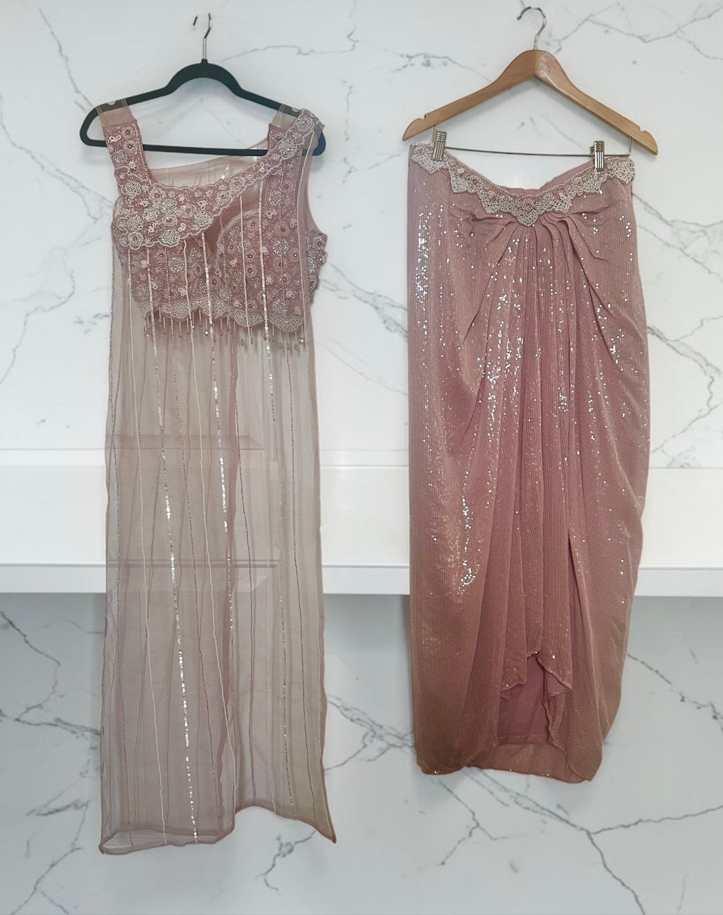 Pink dhoti fusion set