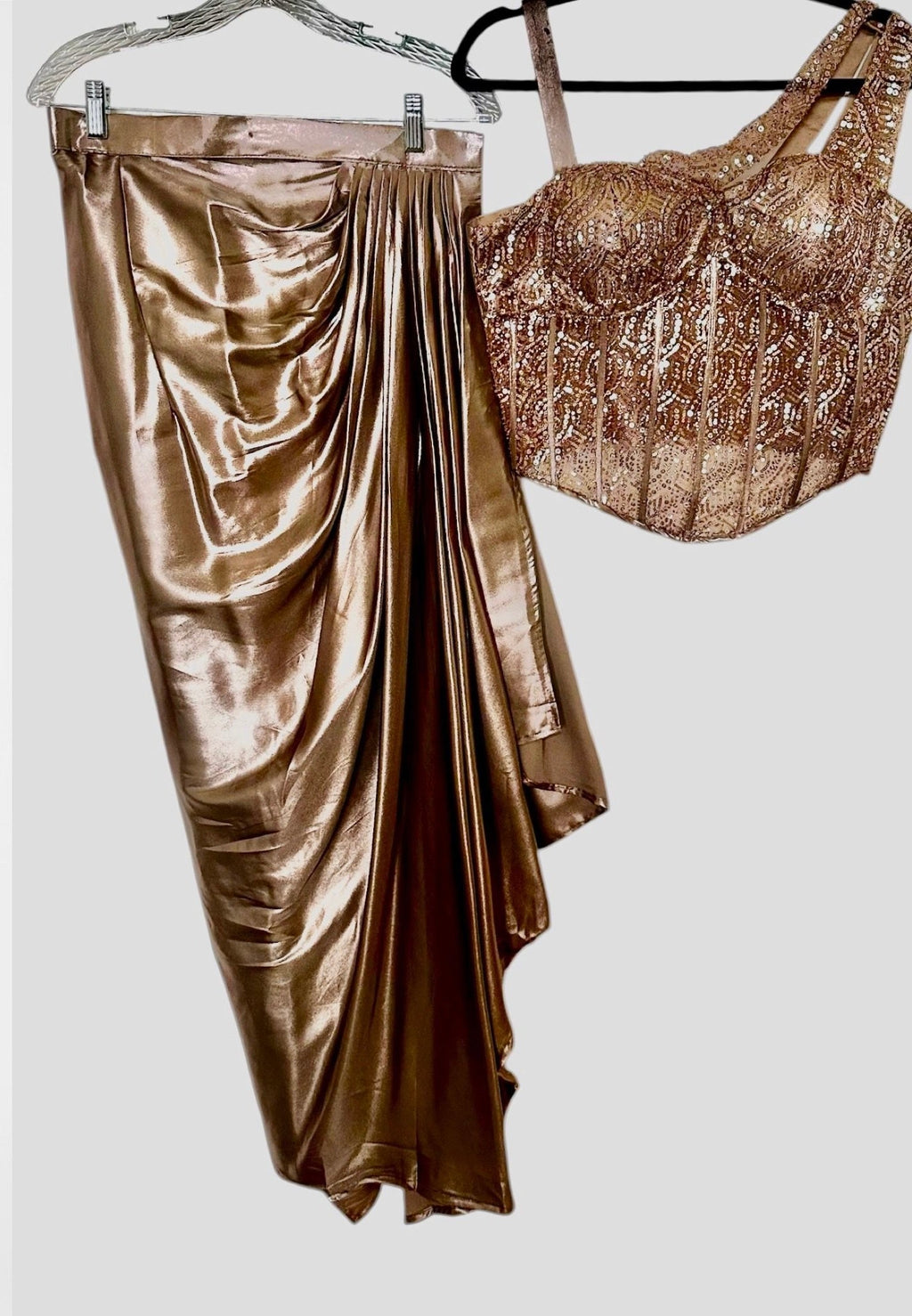 Gold metallic dhoti set
