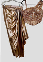 Gold metallic dhoti set