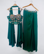 Emerald green dhoti skirt set