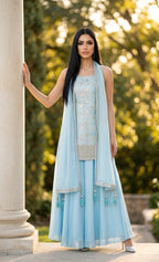 Sky blue sharara set