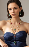 Emerald n Ruby 2-layered chain set