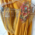 Yellow stitched saree
