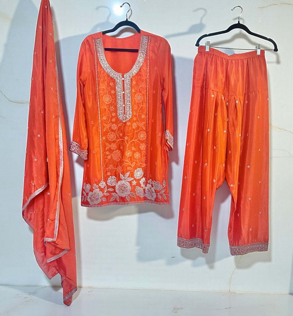 Orange salwaar suit