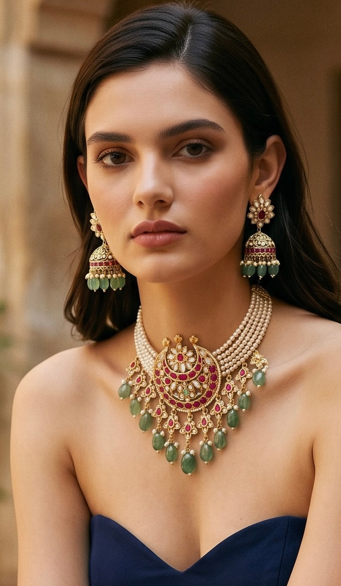 Meenakari kundan set