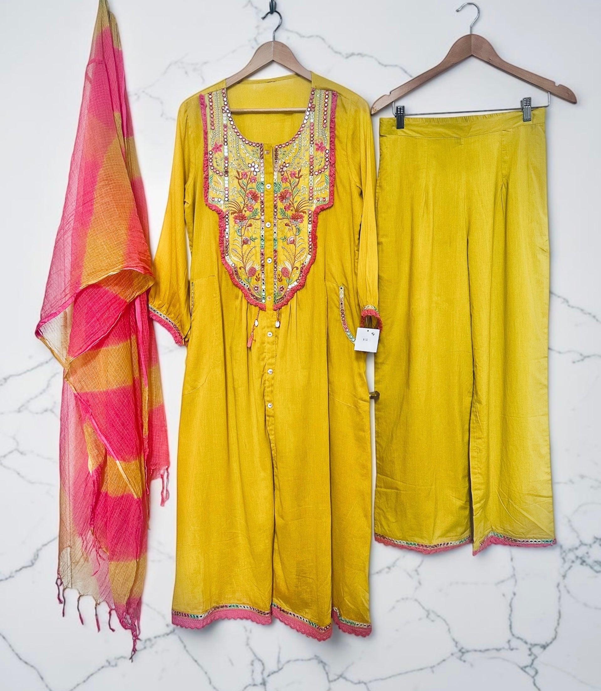 Yellow mulmul suit