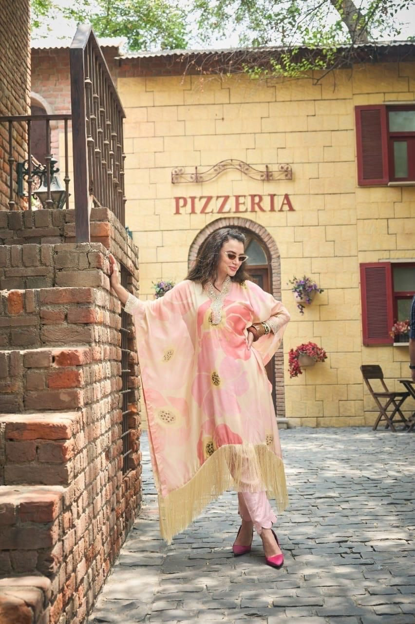 Pink floral kaftaan set