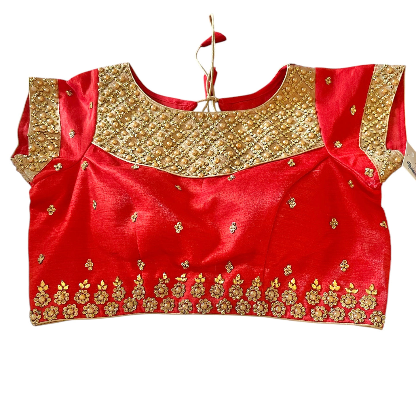 Red stonework blouse