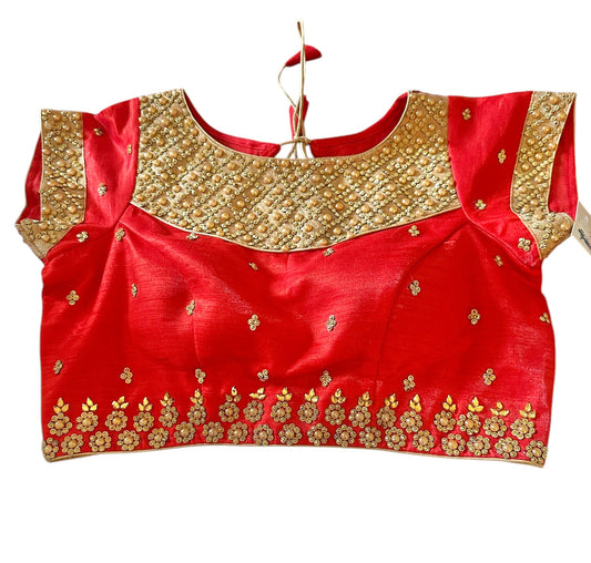 Red stonework blouse