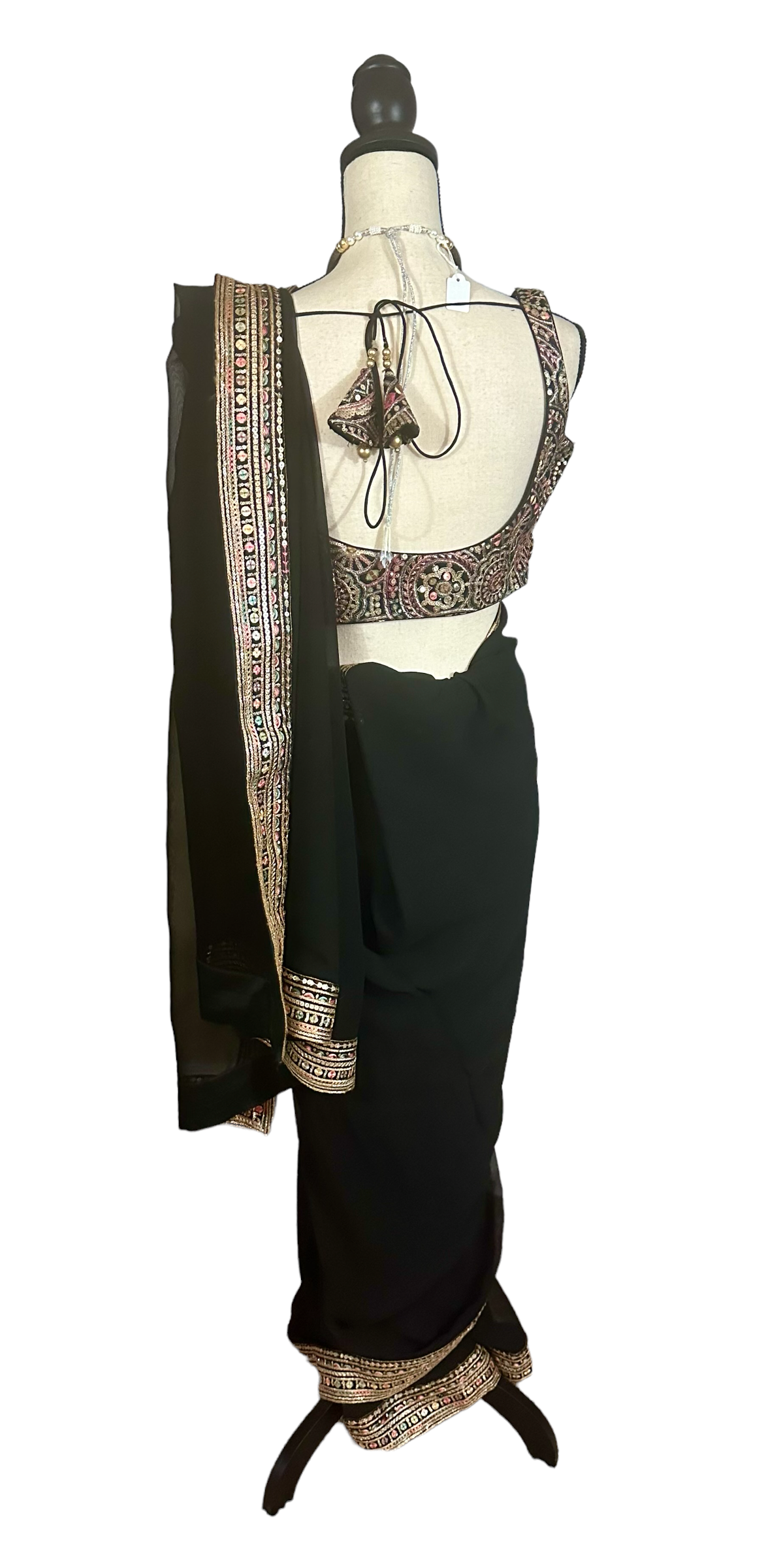 Black georgette saree