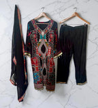 Black patchwork suit