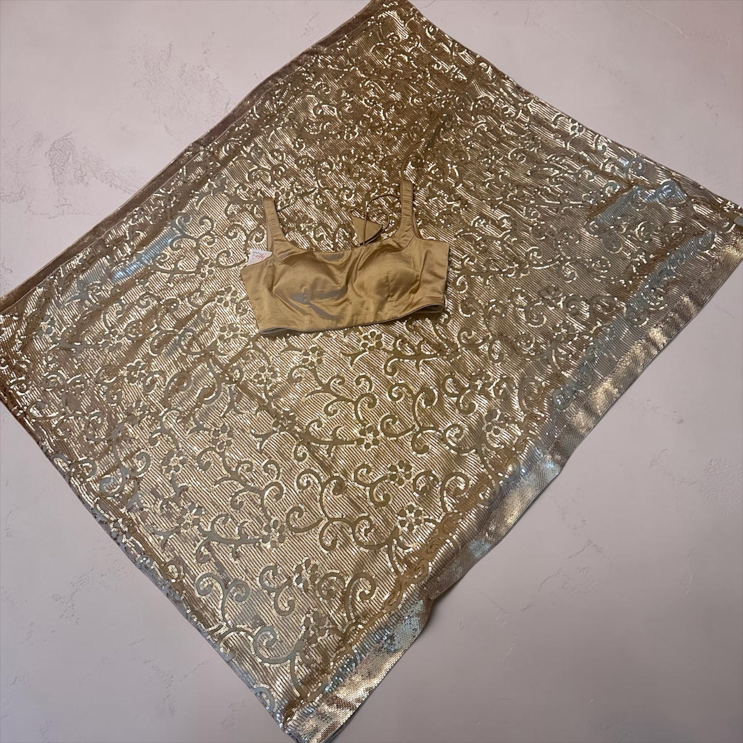 Gold sequins saree