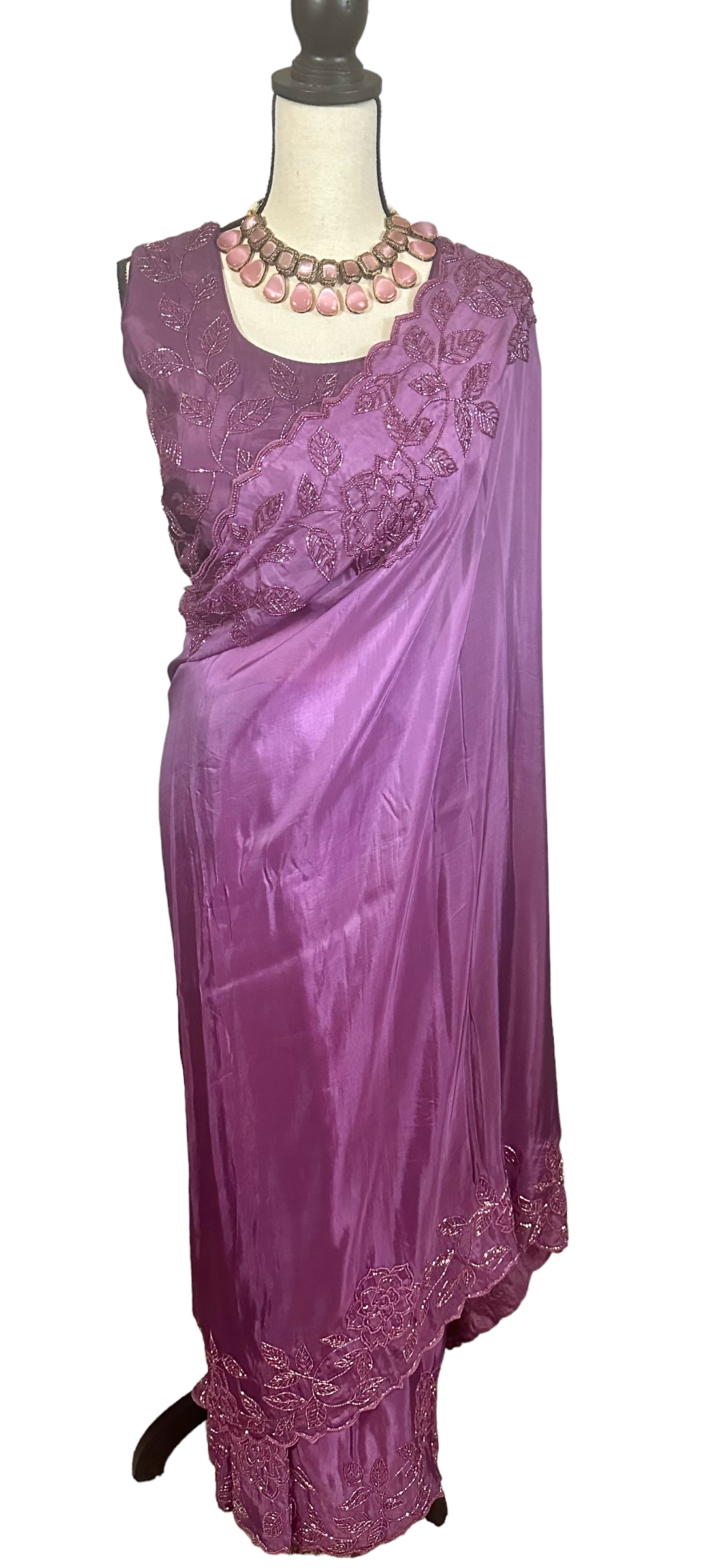 Purple organza saree