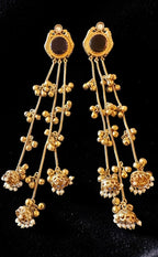 Burgundy stone jhumka earrings