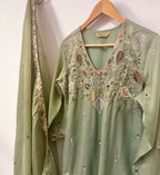 Sea-green palazzo suit