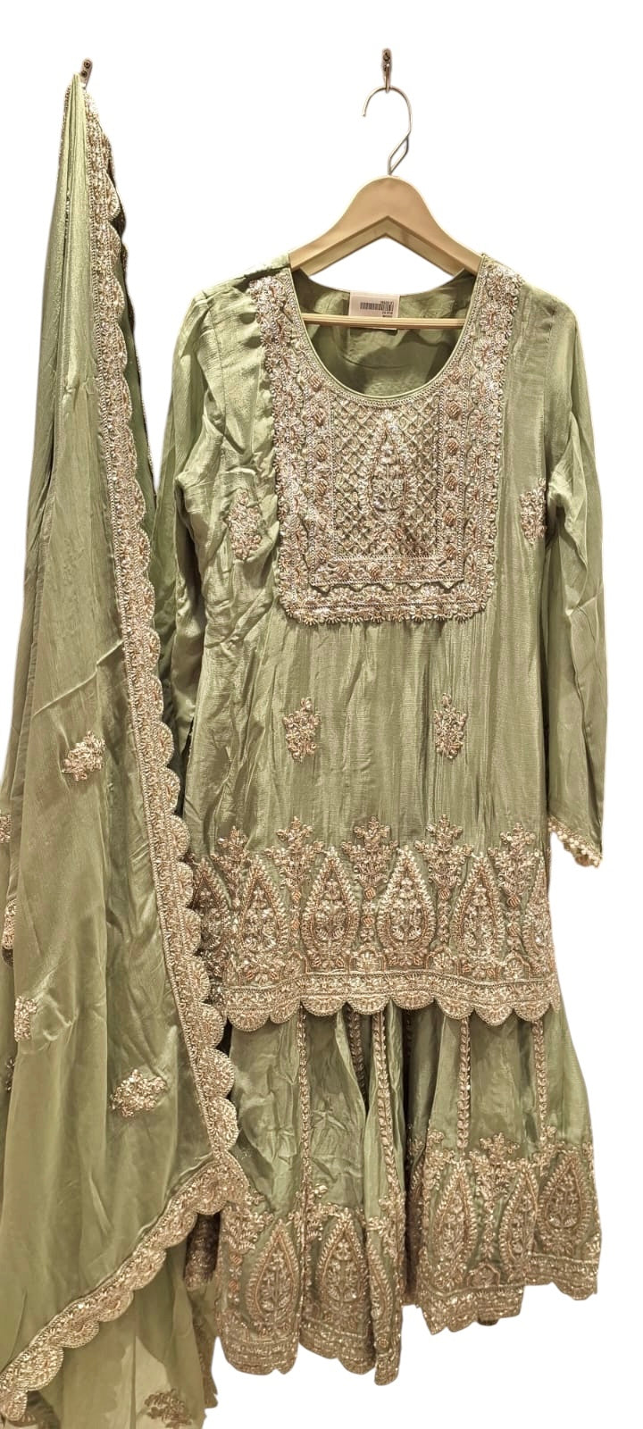 Sea-green Sharara suit