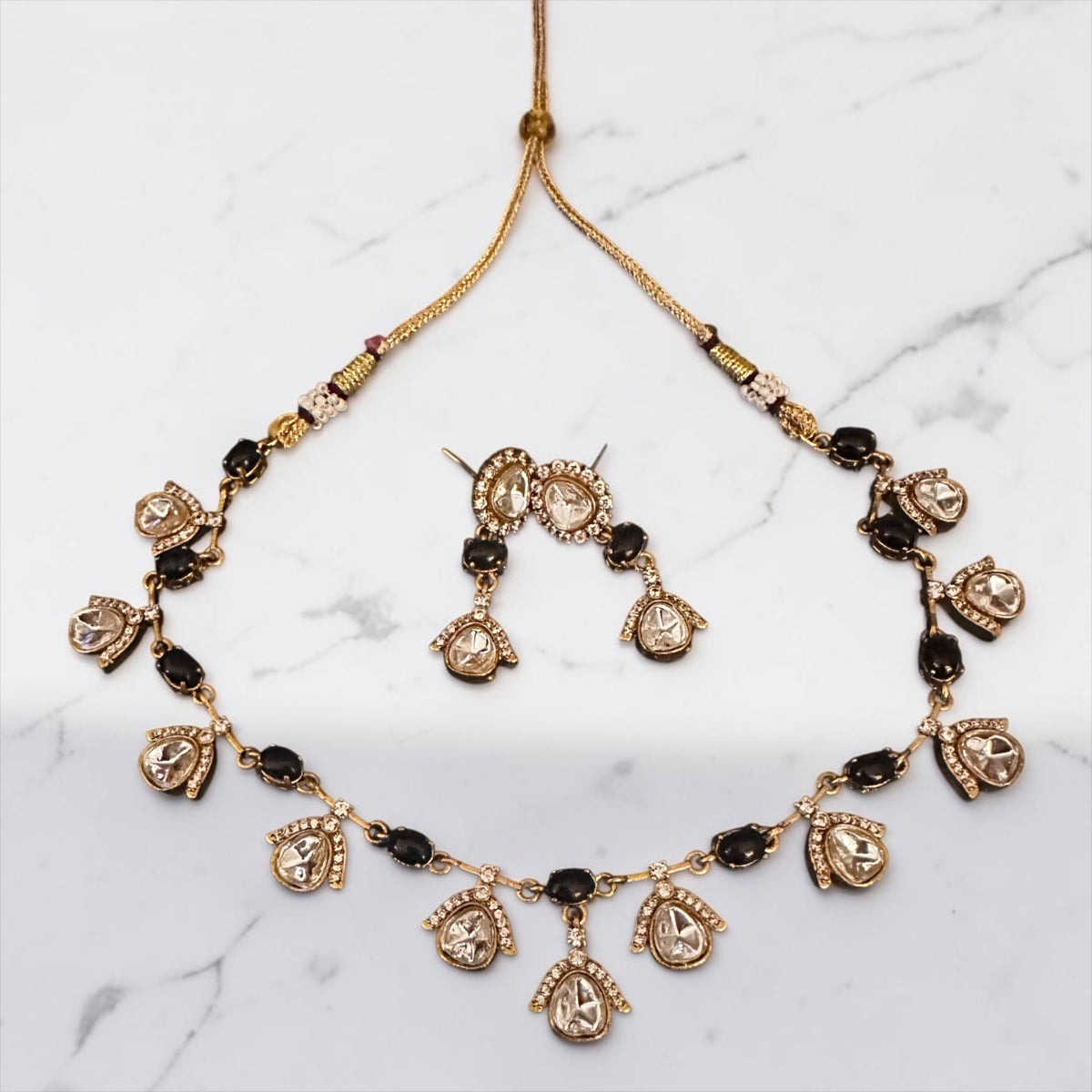 Black stone Polki set