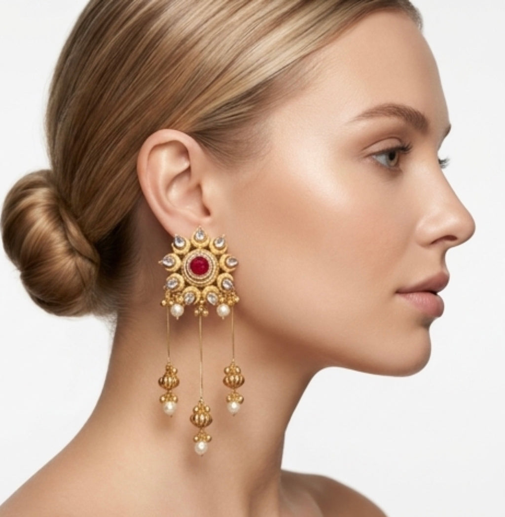 Ruby stone with Polki