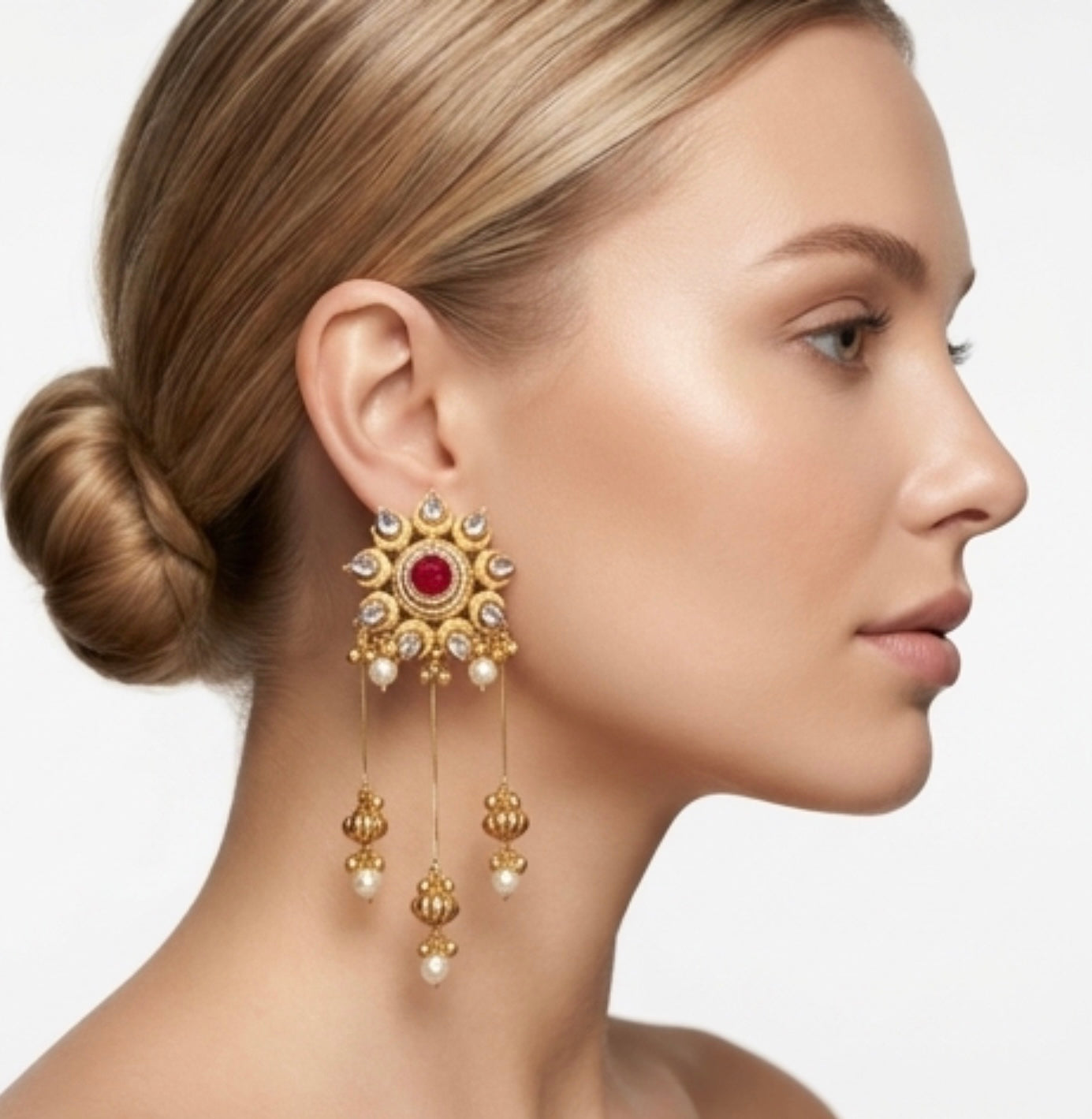 Ruby stone with Polki