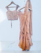 Beige ruffle drape