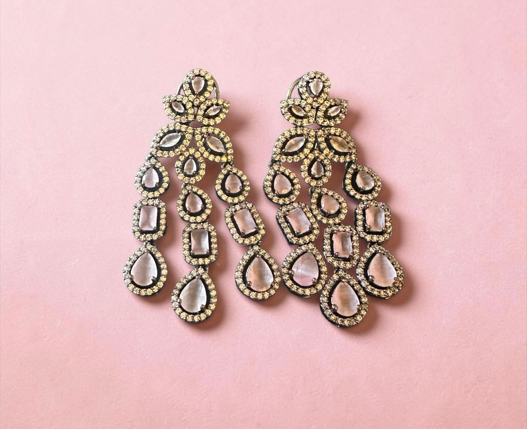 Pink/lavender Victorian style ad earrings