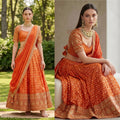 Orange benarasi silk lehenga set