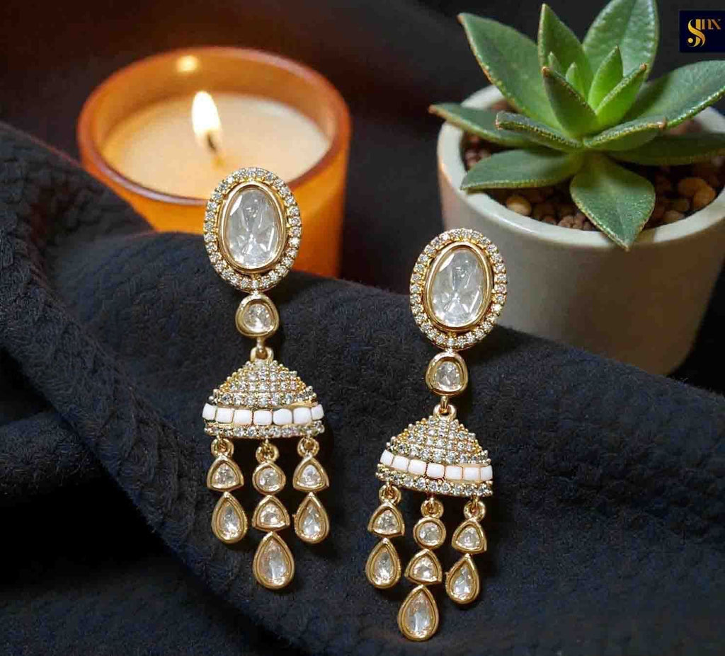 White Polki earrings