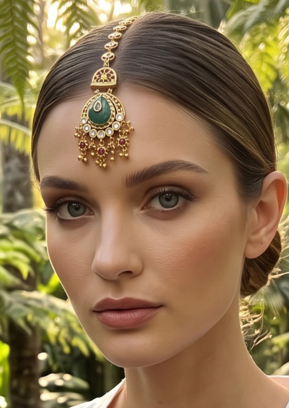 Ruby n emerald kundan tikka