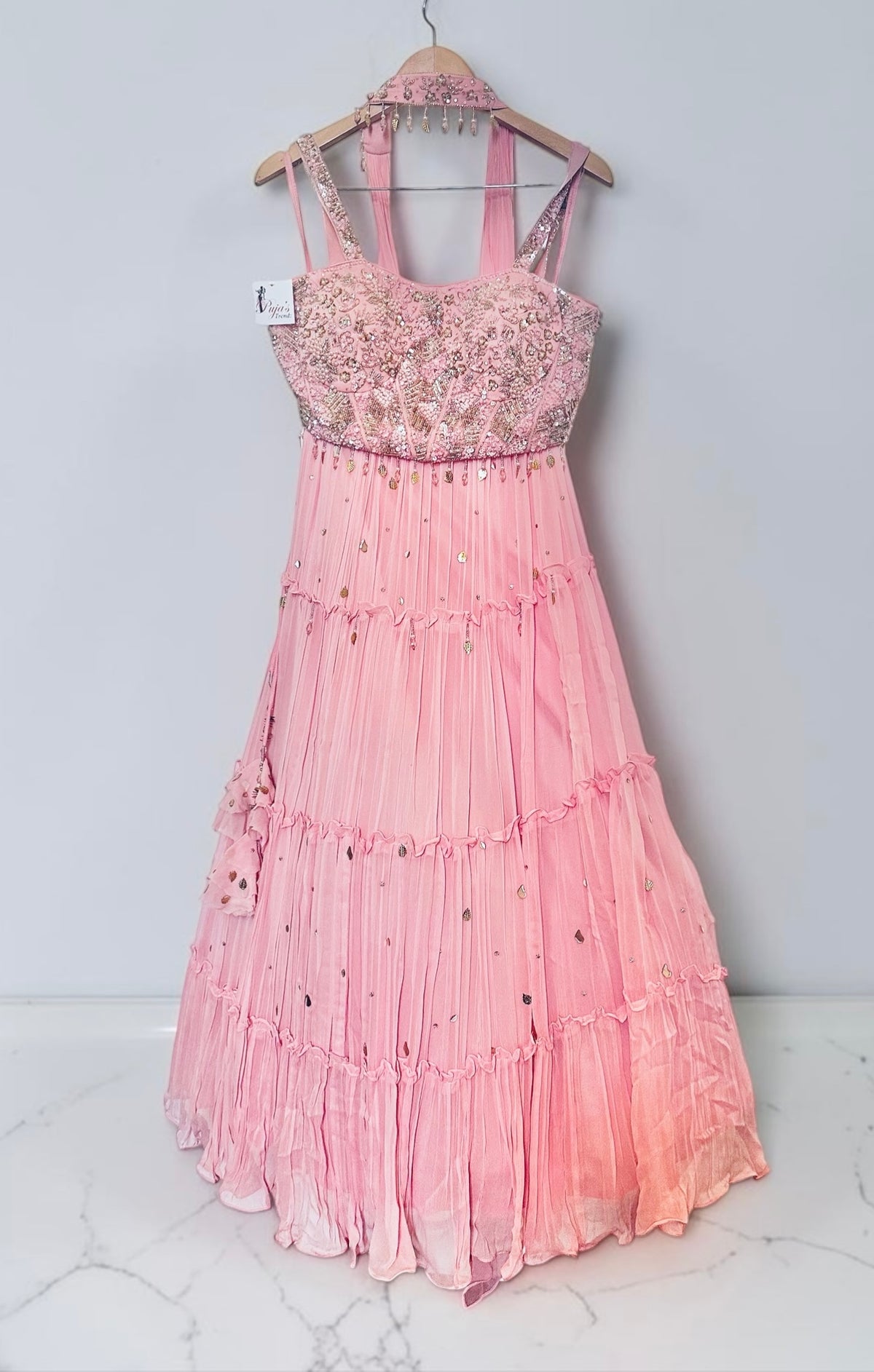 Pink georgette lehenga