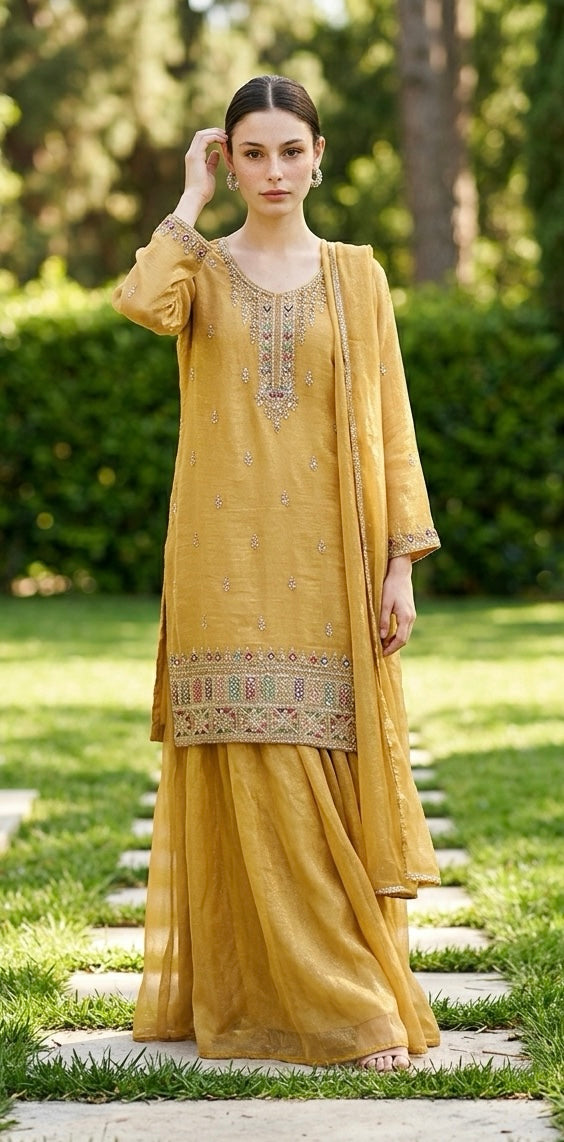 Beige Sharara suit