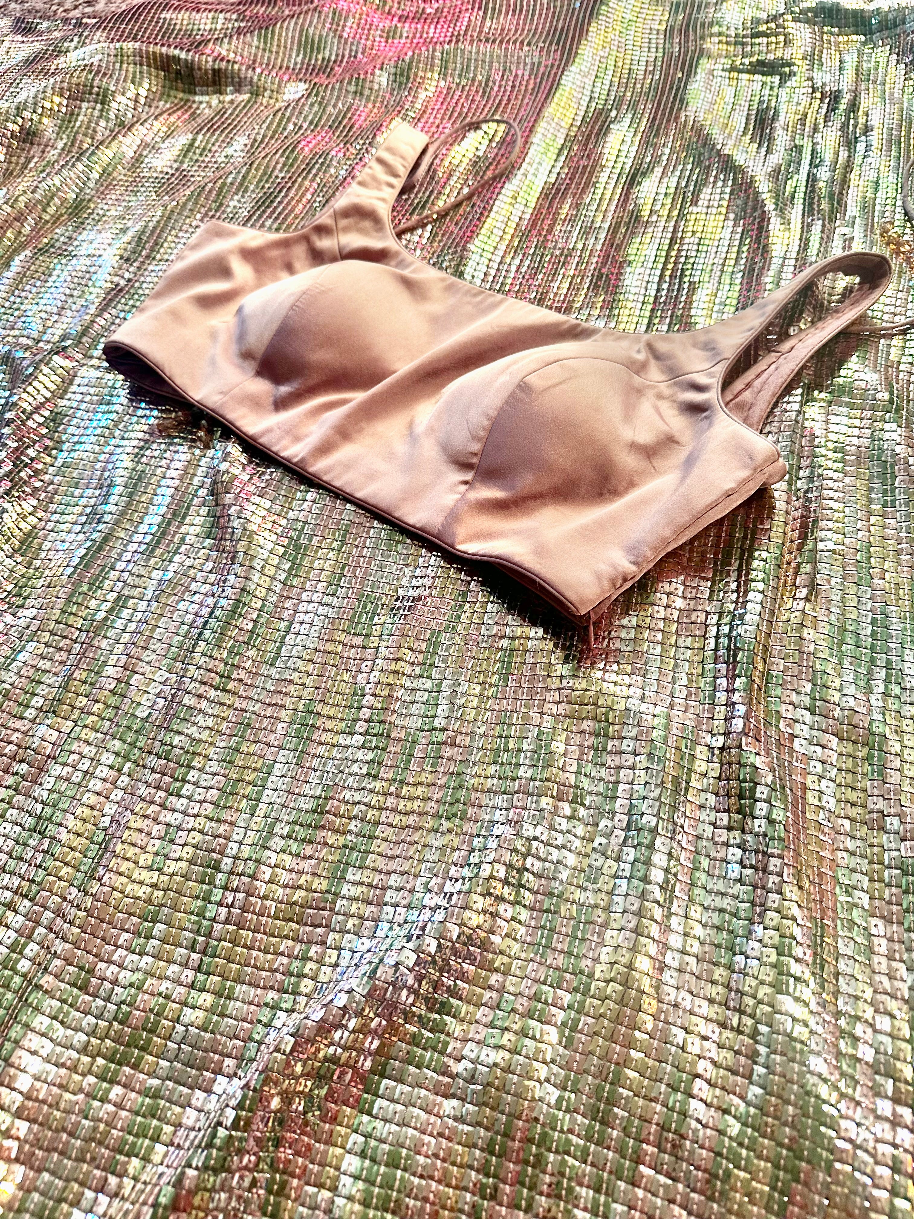 Mauve n green sequins saree