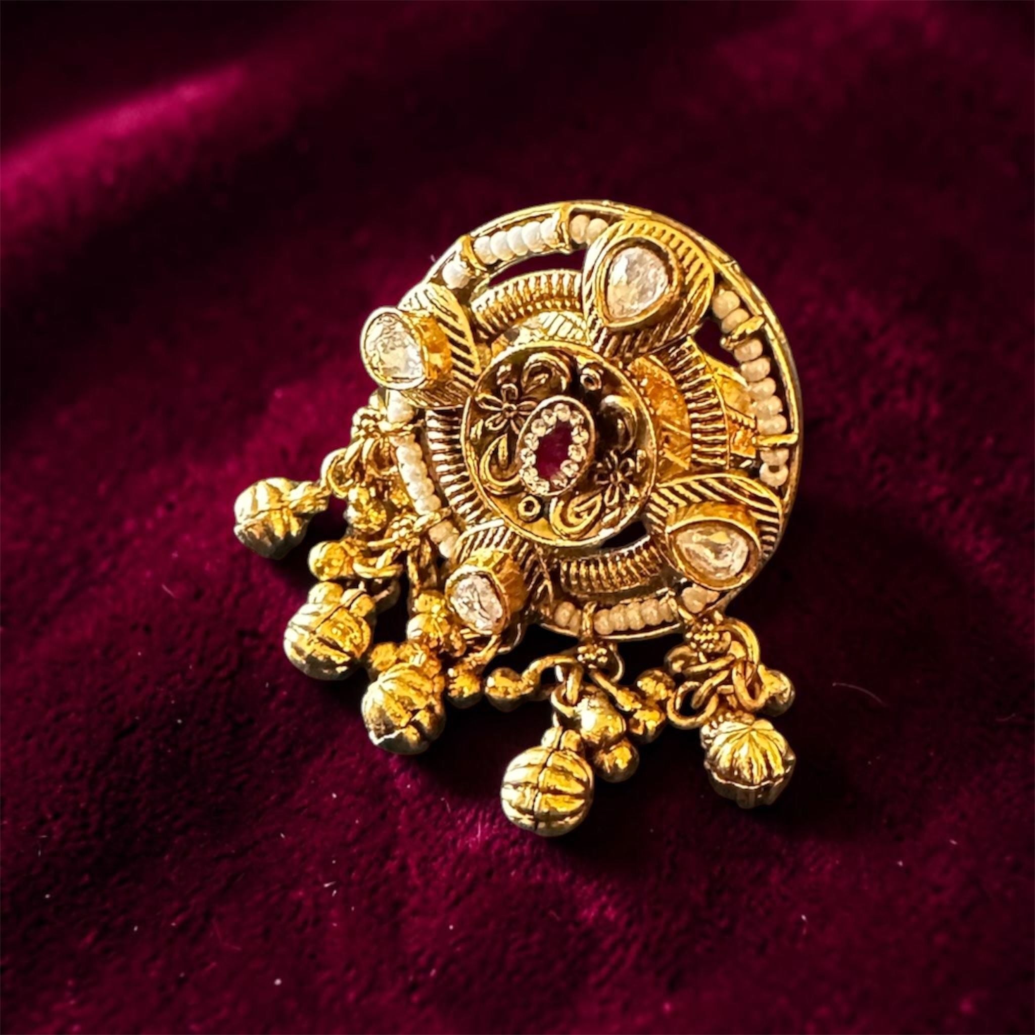 Ruby ghungroo kundan ring