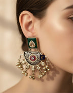 Green oxidized earrings