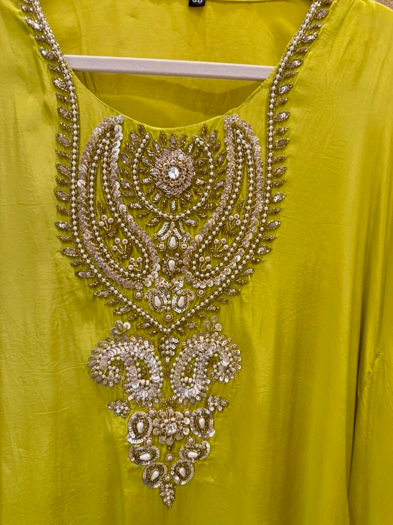 Parrot green kaftaan set
