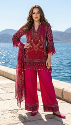 Hot pink printed suit/ co- ord set