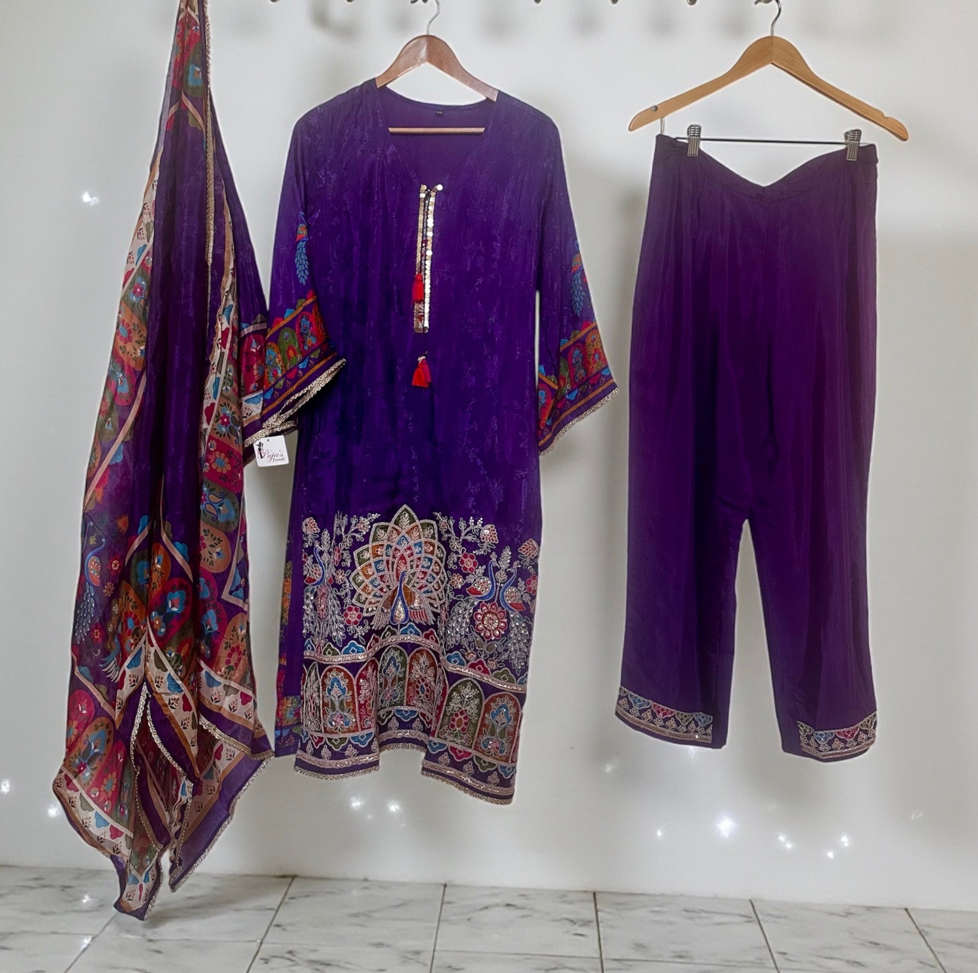 Purple printed suit