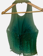Bottle green saree drape