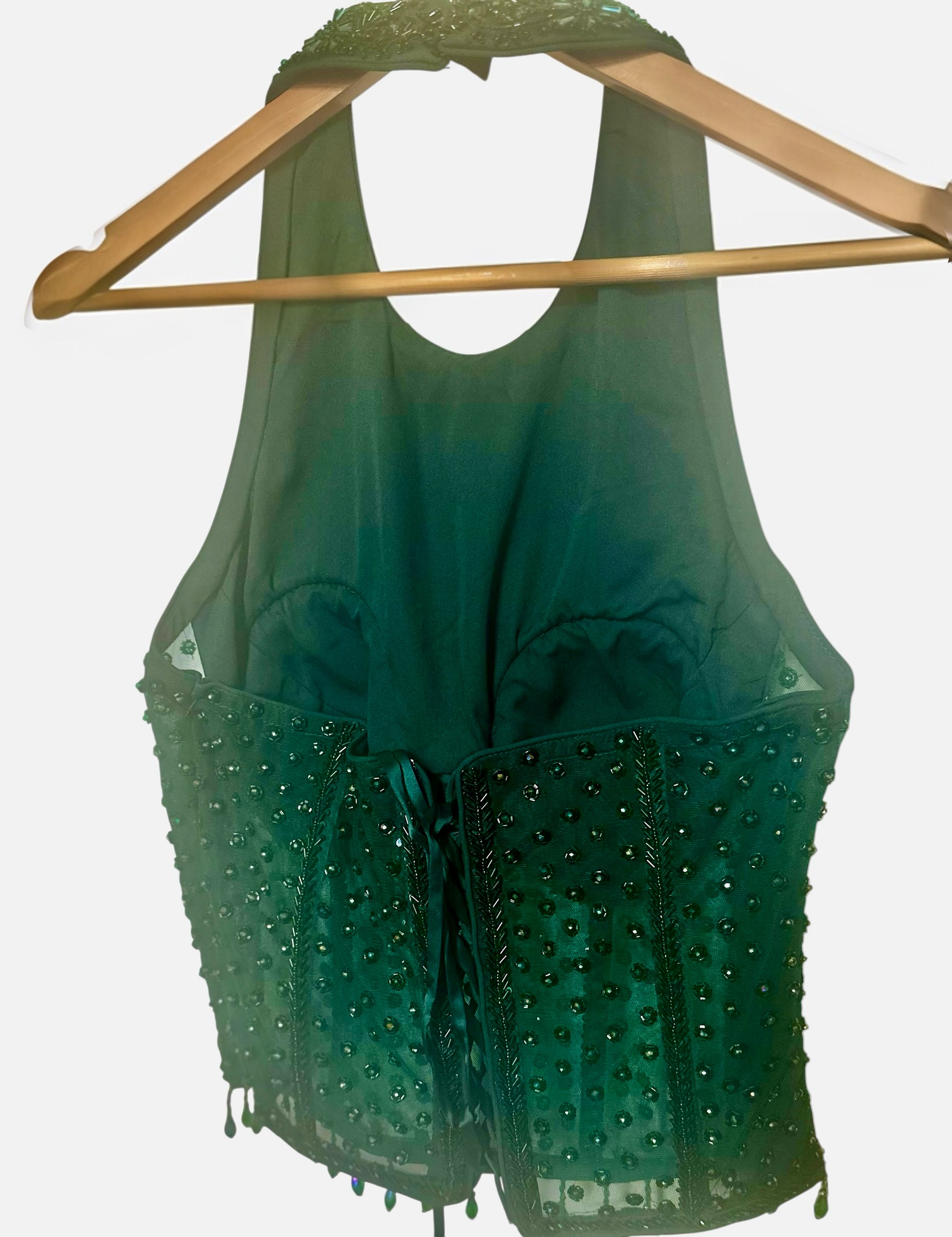 Bottle green saree drape