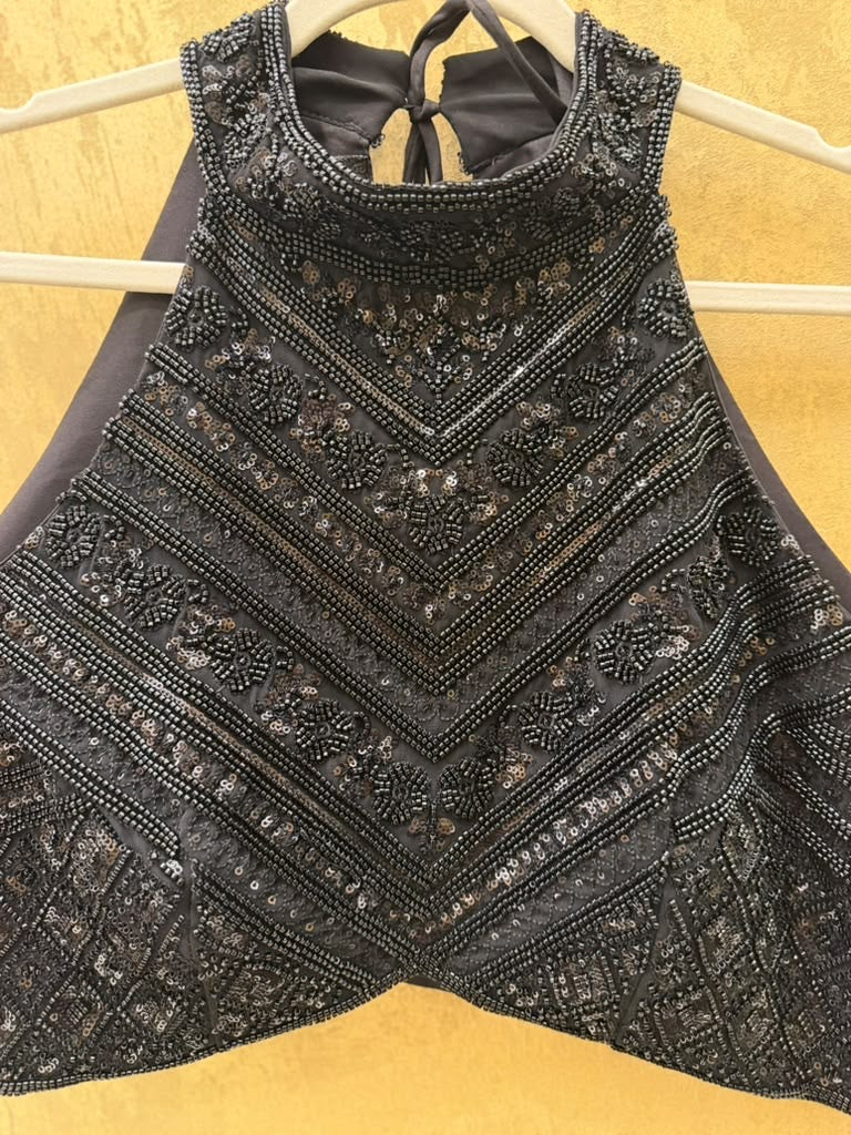 Black stitched saree