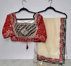 Ivory organza saree