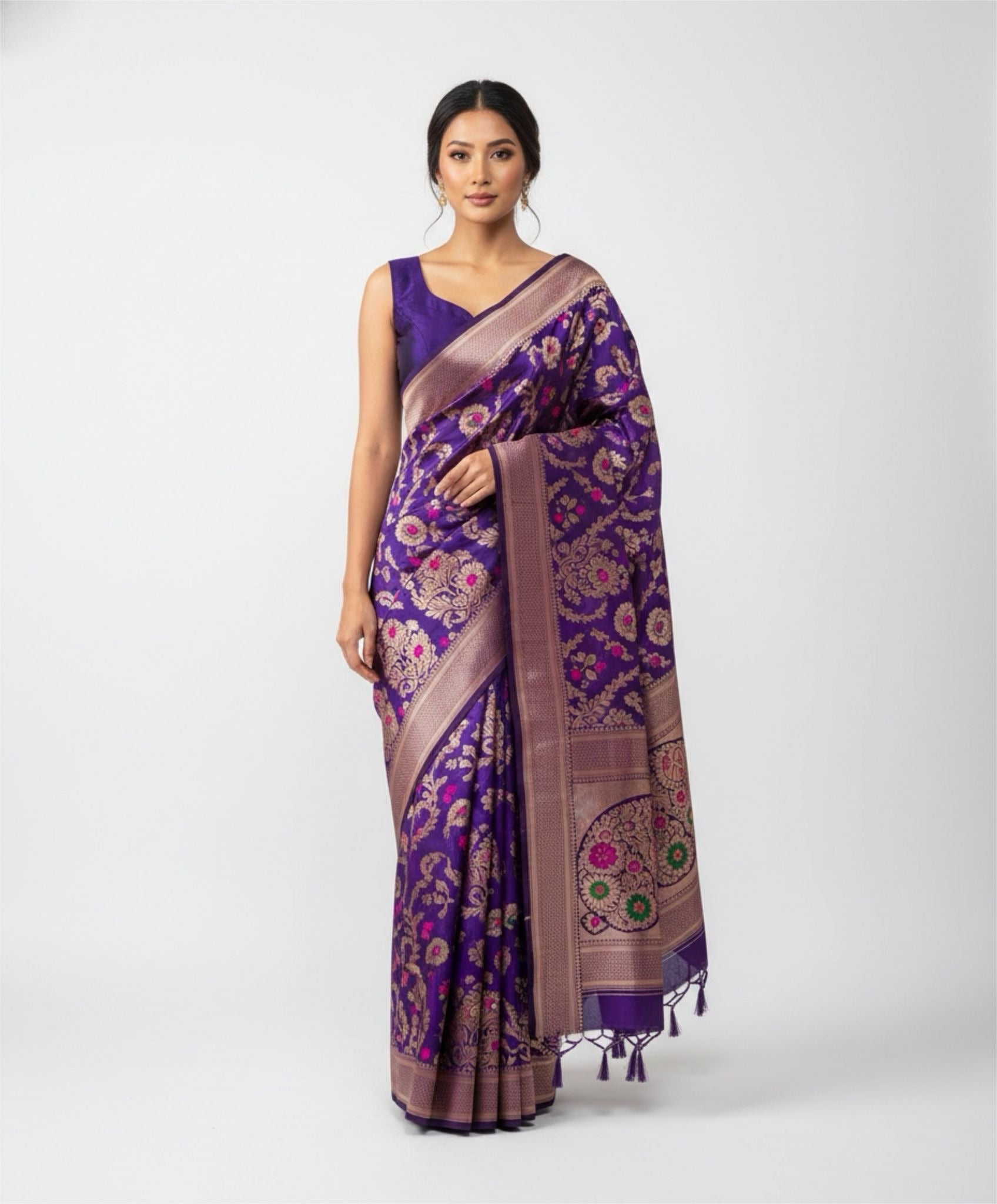 Purple silk saree
