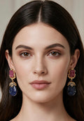 Ruby & blue ad earrings
