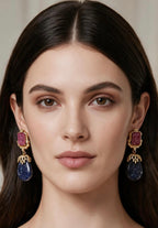 Ruby & blue ad earrings